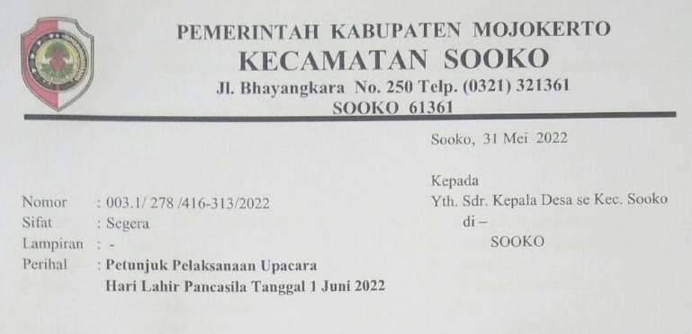 Petunjuk Pelaksanaan Upacara Hari Lahir Pancasila Tanggal 1 Juni 2022