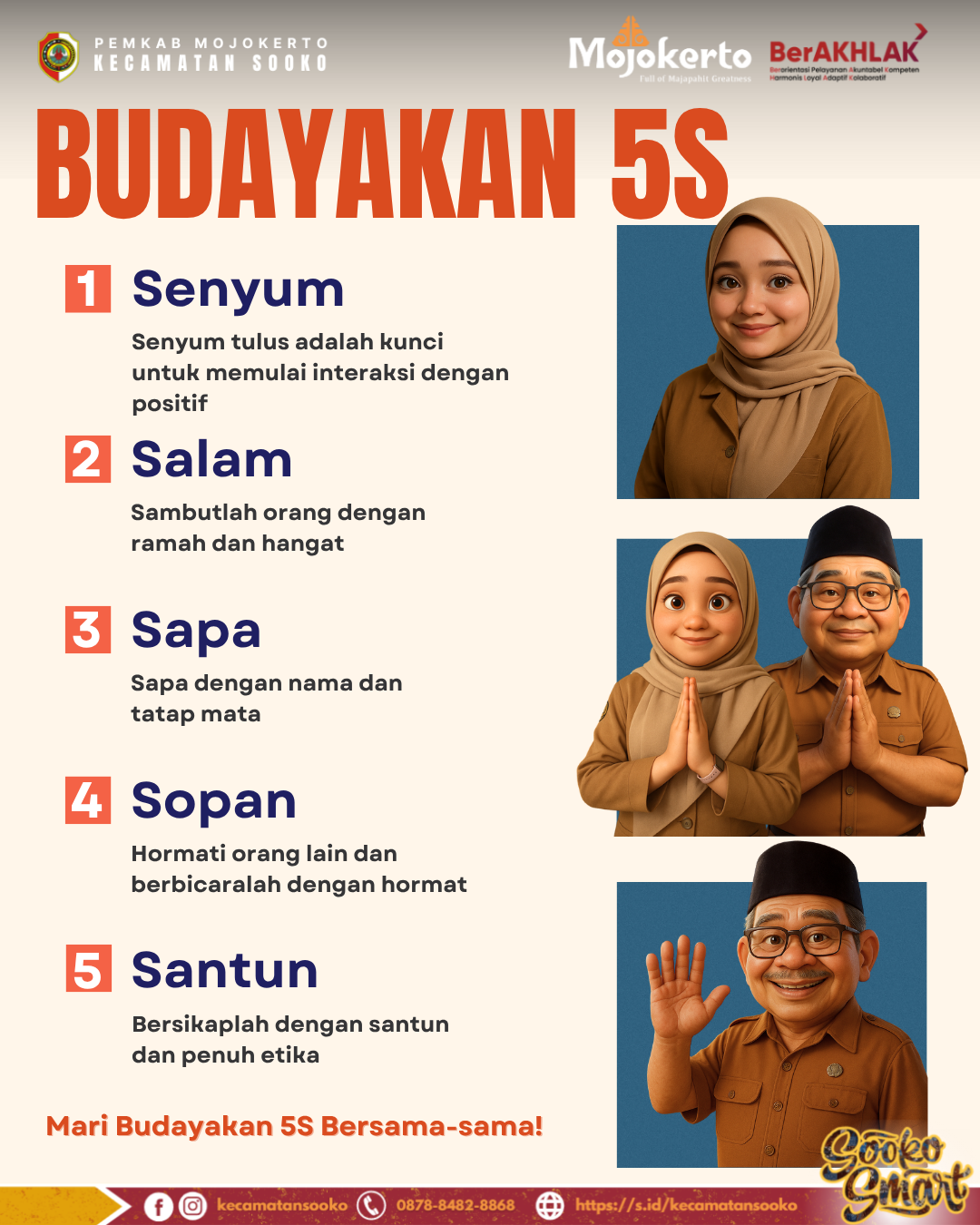 Mari Kita Budayakan 5S (Senyum, Salam, Sapa, Sopan dan Santun)
